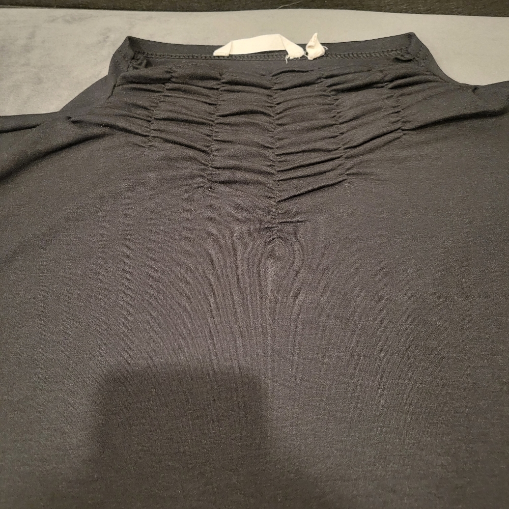 Soft Surroundings Ruched Mock Neck Long Sleeve Top Size L